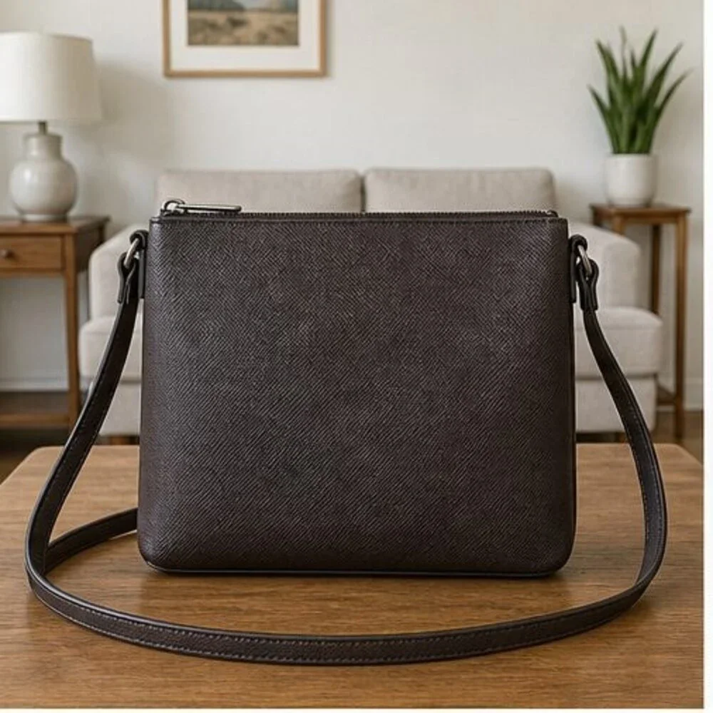 Espresso Saffiano Crossbody Bag